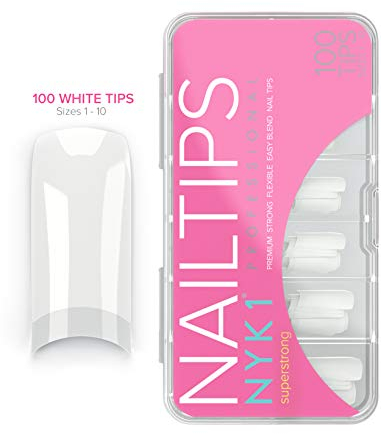 Unghie finte in acrilico bianco, professionali, forti, naturali, set di estensioni in plastica per unghie artificiali, flessibili, di qualità, per smalto gel UV LED