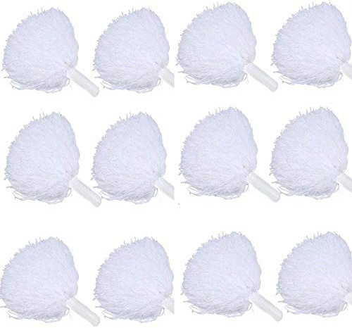 CRIVERS 1 douzaine Cheerleading Pompons, 17pc Pom-Pom Girls Pompoms avec Poign¨¦e pour Ball Dance D¨¦guisements Nuit F¨ºte des Sports(Blanc)