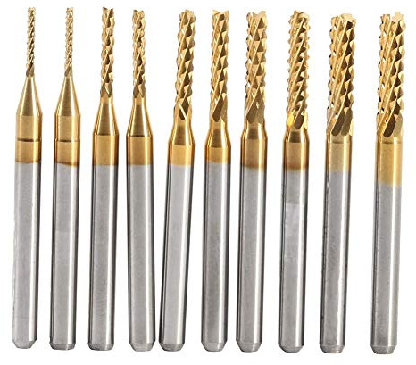 10 stücke Titan Beschichtetes Schaftfräser Hartmetall CNC Fräser Werkzeuge 1,0-3,0mm MEHRWEG VERPACKUNG socialme-eu