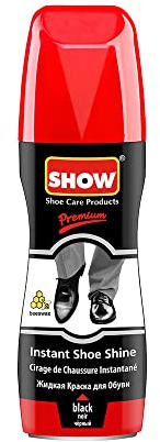 SHOW Instant Leather Shoe Shine Liquid for Shoe Boots Bags- Unisex 75ml Bottle with Sponge for Instant Leather Colour Nourish and Condition - Leather Care Products