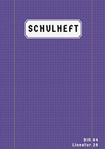Schulheft Din A4 Lineatur 28: Matheheft 28 Kariert Doppelrand | 50 Blatt | Rechenheft Lineatur 28 Din A4 | Lila