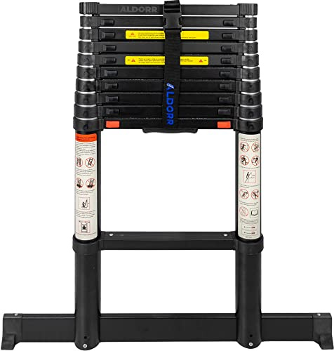 ALDORR Professional 3,20M Teleskopleiter aus hochwertigem Aluminium - Mehrzweckleiter - Belastbarkeit bis zu 150kg - Soft-Close-System - Opti-Grip - Sicher und zuverlässig (EN131)