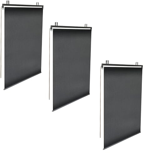 IDMarket - Lot de 3 Stores enrouleurs tamisants L.124 x H. 225 CM pour pergola Noir