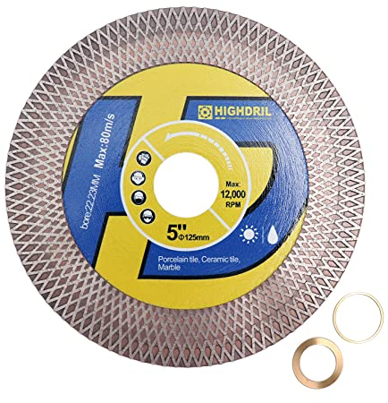HIGHDRIL Disco Diamante Porcelanico 125mm - Doble Uso Lateral Disco de Corte y Desbaste para Cerámica Porcelánico Mármol Piedra Artificial Granito