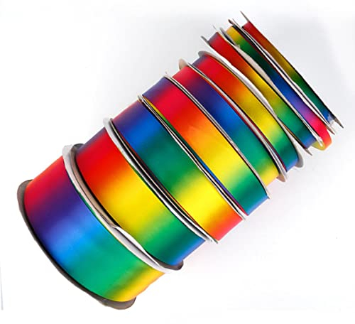 5 Yard / Los 6 10 12 15 20 25 30 40 50mm Regenbogenfarbe Satinband für Hochzeitsfeier Dekoration Geschenkpapierband-50mm