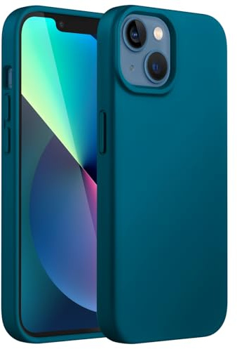 JETech Silikon Hülle für iPhone 13, Blaugrün | Seidig Weiches Gefühl, Stoßschutz, Kratzfest, Mikrofaser-Innenfutter