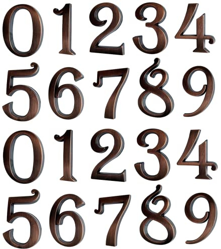 Self Adhesive Mailbox Numbers, 3D Door Address Number Stickers for Aprtment Office Home Room or Outside Business Decorative Project (Copper, 2 - Set of 20)