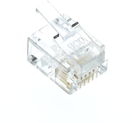 Connettore, 6P4C, RJ11, Spina Modulare Telefonica - Connettore Per Cavo Telefonico, Compatibile Con Fili Pieni E A Trefoli, Adattatore Jack Per Cavo Piatto Con Terminale A Crimpare - Confezione Da 10