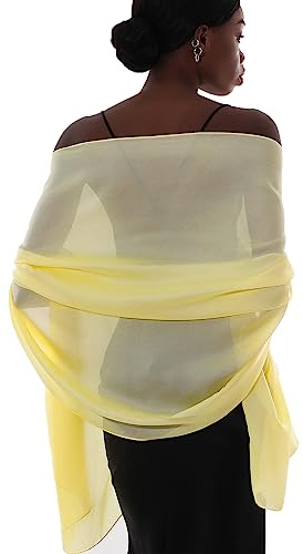 PIOYMEYA Chal Amarillo Claro Mujer Fiesta Estola Foulard Fular Boda Ligero Pashmina Bufanda Pañuelos para Vestido Noche