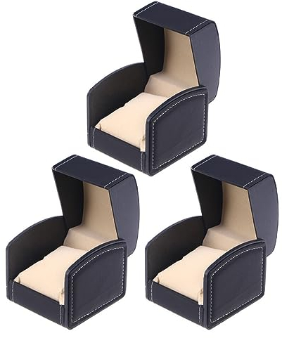 Hemobllo 3-teiliges Uhrenkästchen für einzelne Uhren, tragbar, PU-Leder, Schmuckkästchen, elastisch, für Reisen, für/Anhänger, quadratischer -Organizer, für zubehör
