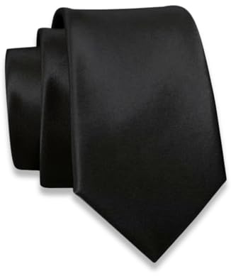 Massi Morino Cravatta Nera Stretta da Uomo - 6 cm - Uni Tinta Unita - da Lutto per Funerale