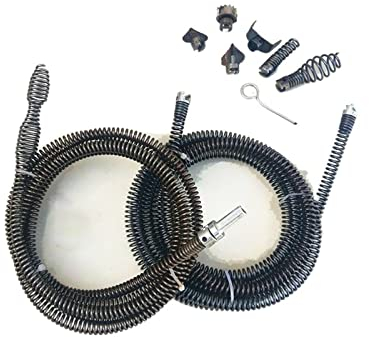 PLIPSH 2,5 m * 12 mm Außendurchmesser Bohrmaschine Kanalbaggerfeder + 2,5 m * 12 mm Durchmesser Verlängerungsrohrbagger-Reinigungsfedern mit Connecor Perfection
