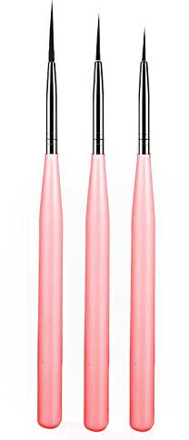 luoshaPUCY Nageldesign Pinsel, [3 Stücke] Nagel Art Liner Pinsel Professional Nailart Pinsel Fineliner für DIY Nail Art Salon Design (Rosa)
