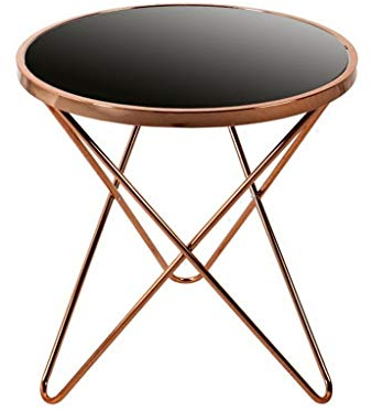 Nachttische, runder Couchtisch auf dem Balkon, schwarzer Metall-Beistelltisch mit gehärtetem Glas, westliches Restaurant, Hotel, Café, Rezeption, Korbtisch (Farbe: Schwarz, Größe: 55 x 55 x