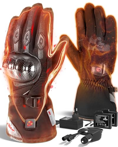 BORLENI Beheizbare Handschuhe Motorrad Winter 7,4 V Wiederaufladbare Beheizte Handschuhe Motorradhandschuhe Herren Warme Winddichte wasserdichte Touchscreen Elektrische Handwärmer Winterhandschuhe XL