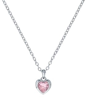 Ted Baker Hannela Crystal Heart Pendant Necklace For Women (Silver/Pink Crystal)