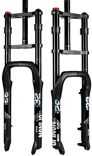 LYMFCFC 20/26 Doppelschulter-Luftfedergabeln Vorderradgabel Für 4,0 Fat Tire Snowbikes/E-Bike 1-1/8 Gerade HL Manuelle Sperre 135 Mm Federweg Scheibenbremse QR 9 * 135 Mm A,20in