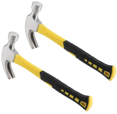 SOUJAP 2 PCS 24oz Claw Hammer, Forged Steel Nail Hammer with Non Slip Handle, Framing Rip Claw Hammer for Woodworking