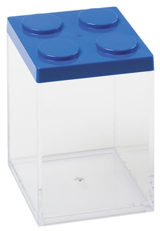 OMADA Contenitore Confettata Mattoncino in Plastica 1000ml - 10x10x15,5 cm | Barattolo Rettangolare, con Contenitore Trasparente e Tappo Colorato, Ideale per Caramelle, Confetti o per Feste