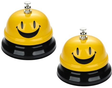 2 Stück Tischglocke Metall Tischklingel - Tischglocke Anruf Bell, Rezeptionsklingel, Service Bell Metall Rezeptionsklingel mit klarem Klang für Hotel Restaurant Bar Service Haustier, Gelb