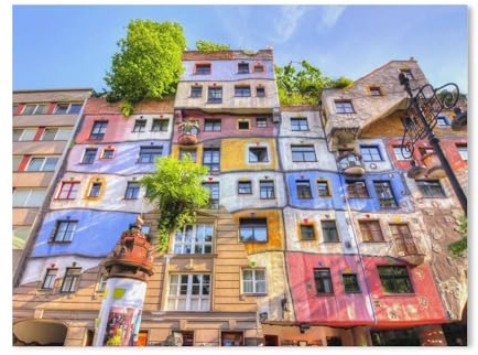 Malen Nach Zahlen Erwachsene Kinder,Hundertwasserhaus in Wien, Österreich,Leinen Segeltuch, DIY Ölgemälde Weihnachten Geschenke Ohne Rahmen Wand Kunst Hauptdekoration（30x40cm）11.8x15.7 Zoll-762