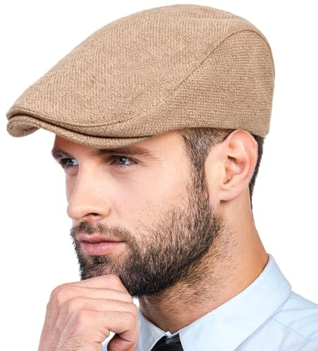 LADYBRO Flache Kappe für Herren – Klassische solide Cabbie-Mütze für Herren 56-59cm