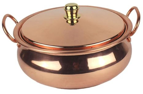 Colcolo Pentole in Rame Puro con Coperchio, Bella Forma per Pentola Shabu Shabu a Induzione su Piano Cottura per La Casa del Ristorante, 24 cm
