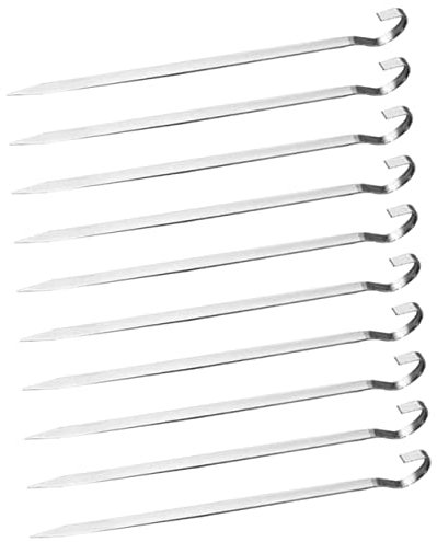 KITANDOVE 10piezas Brochetas Planas De Acero Inoxidable Para Barbacoa Ganchos Para y Verduras Para Asar Exterior De Longitud Resistente y Fácil De Usar