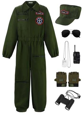 ReliBeauty Déguisement Pilote de Chasse Enfant avec Accessoires 6-7ans, 120