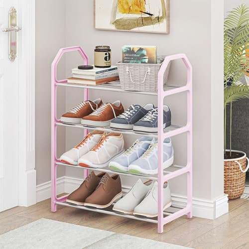 Gdfnmogo Scaffale per scarpe, 3 livelli, moderno, salvaspazio, per riporre scarpe in piccoli spazi, adatta a qualsiasi decorazione della stanza (rosa)