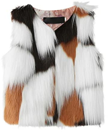 Girls Faux-Fur Jacket Vest Coat Toddler Baby Kids Christmas Thick Warm Fashion Cool Fuzzy Outwear Clothes 1 to 8 Y
