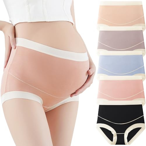 Hornice 5 Pezzi Mutandine Premaman a Vita Alta in Modal Comodo Elastico Senza Cuciture Biancheria Intima in Gravidanza,XXL