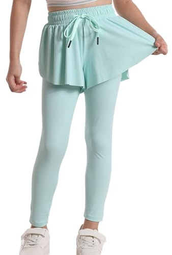 Verve Jelly Leggings per Ragazze con Gonna da Balletto Gonna Elastica in Vita da Ballo Gonna da Ballo Collant Leggeri e Morbidi Verde Chiaro 110 8-10 Anni