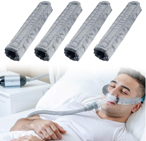4er-Pack Satin CPAP Riemenabdeckungen, CPAP Riemen Pads, CPAP Gesichtspolster, CPAP-Zubehör CPAP-Gesichtskissen Universal und Silky CPAP Headgear Pads für die Reduzierung von roten Flecken (4, Grau)