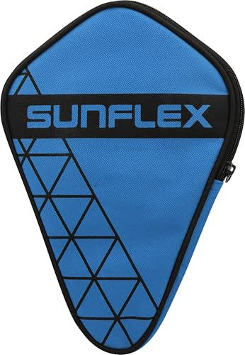 Sunflex® Tischtennishülle Classic schwarz/blau | Aufbewahrungstasche für 1x Tischtennisschläger & Ballfach 4X Tischtennisbälle | gepolstert | Schutz bei Transport & Schmutz & Witterung