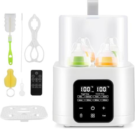 Baby Bottle Warmer,Fast Baby Food Heating & Defrost, Double Milk Bottle Sterilizer with LCD Display,Accurate Temperature Control for Breastmilk or Formula