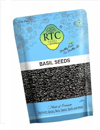 RTC FOODS Basil Seeds 1Kg | Sabja Seeds | Resist Summer Heat | High in Fiber & Omega-3 | Nutritious Superfood for Consuming