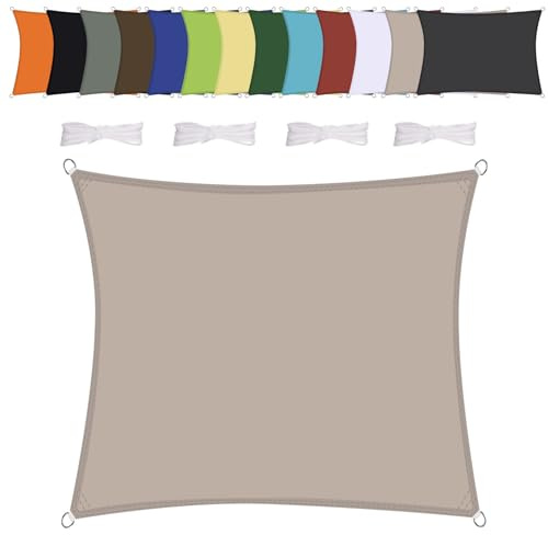 Vela ombreggiante Quadrato 3x3m Impermeabile Tenda a Vela Parasole Protezione Solare Anti UV per Giardino Esterno Terrazza-Taupe