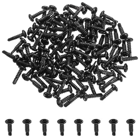 sourcing map 120Pcs M3.5 x 13mm Pan Head Self Tapping Screws, Galvanized Carbon Steel Self Drilling Screws for Metal Sheet Metal Screw, Black