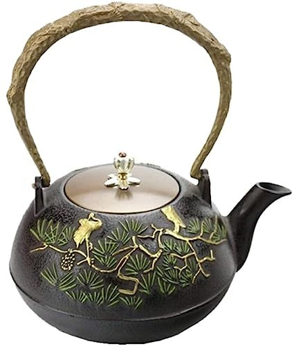 NESPIQ Cuisine Et Maison Théière 1.2L/1200ML Théière Japonaise en Fonte Bouilloire Japonaise Bouilloire Peinte À La Main Théière pour Le Thé De L'après-midi en Famille