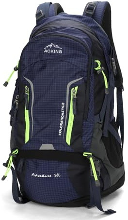 Aoking,Rucksack zum Wandern/Klettern,50L,YJN67363,Standardelemente:abnehmbares Airflow-Mesh-Board,wasserdicht,SOS-Pfeife,Regenschutz