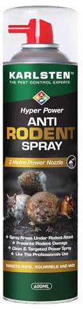 Karlsten Rat & Mouse Repellent Spray 600ml – Powerful Peppermint Oil Rodent Pest Control Deterrent Spray, Rat Repeller & Mouse Repellent with 2-Metre Precision Nozzle for Hard-to-Reach Areas