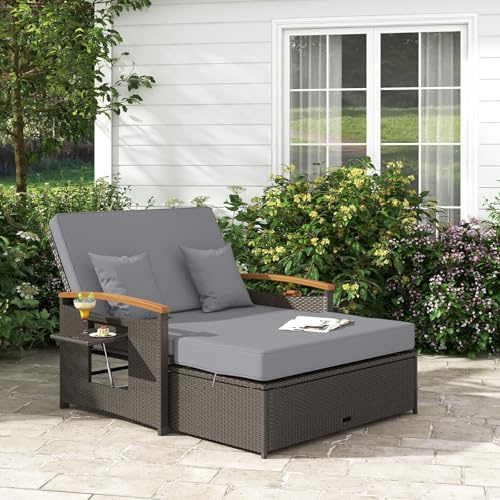 GIANTEX Mobili da Lounge per Esterno, Divano da Giardino con Funzione Letto, Divano per Esterno