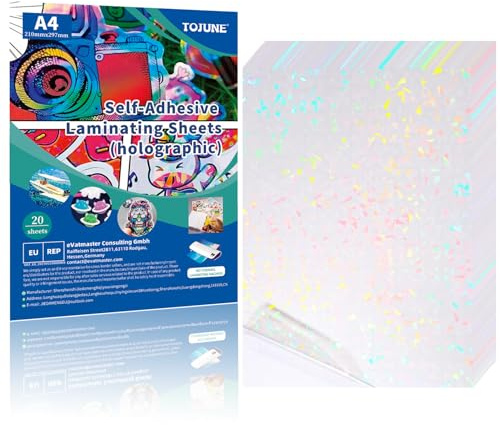 TOJUNE Papel Adhesivo Holográfico A4 50mic (Vidrio Roto)