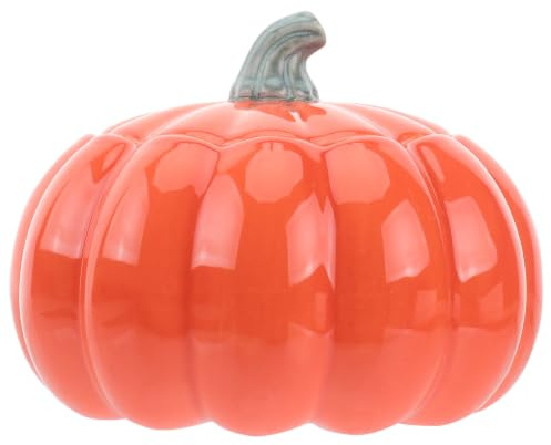 HEALSOPTHY Cuenco de Cerámica Tapa Forma de Calabaza para Sopa y Estofado, Capacidad 450ml, Color Naranja, Adecuado para Camping y Restaurante