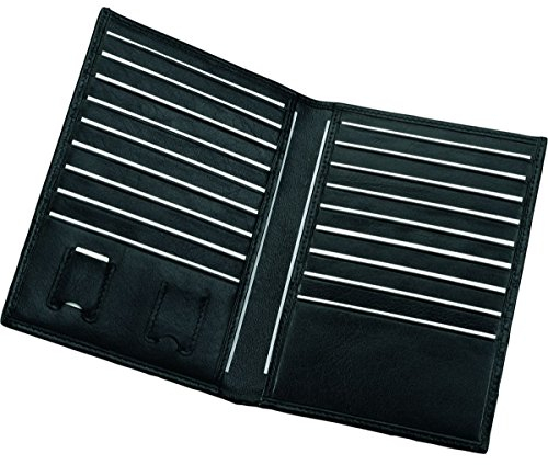 Alassio 42004 Kreditkartenetui, Etui aus hochwertigem Leder, Wallet mit 2 SD-Kartenfächern, 18 Kreditkartenfächern und 2 Einschubfächer, Businessetui schwarz, Lederetui ca. 15 x 11 x 1 cm