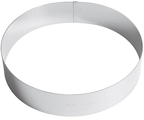 Paderno 47534 Tortenring, Tortenform, für Backen, Gebäck, Moussekuchen Edelstahl, Spülmaschinenfest, Diametro 28 cm, Grau