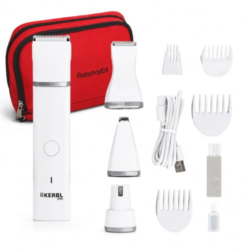 Rotschopf24 Kerbl Pet Multi Trimmer 4in1 Akku Kleintiertrimmer + Tasche | Dieser Pfotentrimmer + Gesichtstrimmer 4in1 Multi-Trimmer eignet sich top für die Hunde-Pflege/Kleintierpflege. Schermaschine