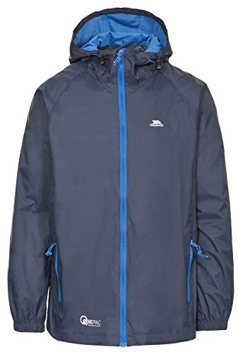 Trespass Womens Waterproof Jacket Qikpac - Shell Rain Jacket, 2 Zip Pockets, Full Body Length Front Zip, Adjustable Grown On Hood, Ventilated Back Yoke, Packs Away in Pouch