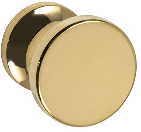 Runder Möbelknopf Messing poliert - H10183 für Schubladen | Kommoden-Knopf Ø 25 mm | Möbelgriff Vintage Vollmaterial massiv inkl. M4 Gewindeschrauben | 1 Stück - Knauf mit Befestigungsmaterial